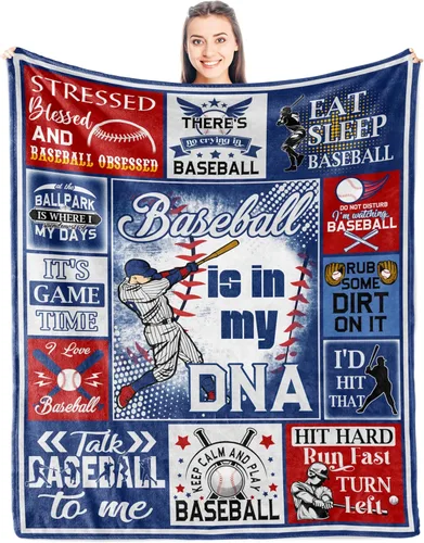 Regalos de béisbol para niños de 8 a 12 años, regalos de béisbol de Navidad para hombres de todas las edades, regalos para niños que aman la manta
