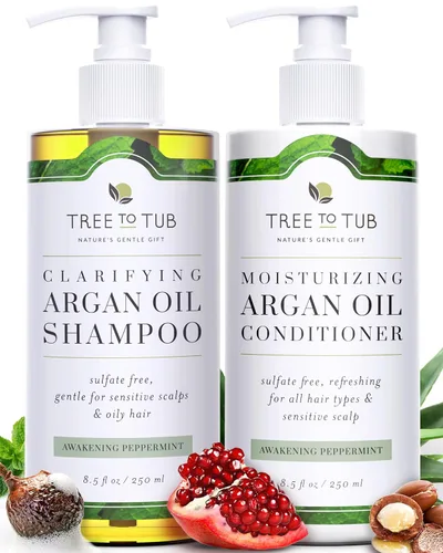 Tree To Tub Champú y acondicionador sin sulfato para cabello graso, encrespamiento, cuero cabelludo sensible, champú y acondicionador hidratante de