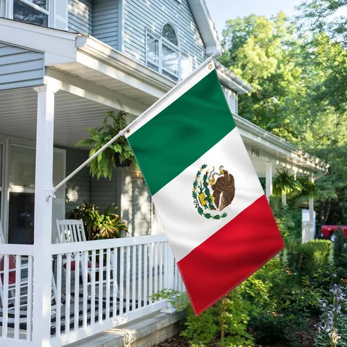 Miniatura 4 de Bandera mexicana de 3 x 5 pies para exteriores, tela Oxford 210D resistente, bandera de México Bandera de México bordada de águila, serpiente