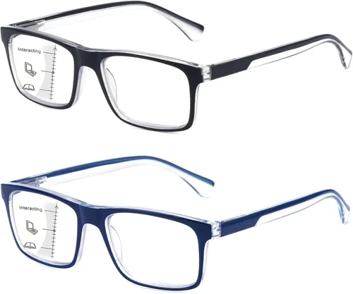 Miniatura 10 de Missfive Paquete de 2 lentes de lectura solar bifocales ligeros para hombre, bloqueo de luz azul, cercano/lejano, doble uso, bisagra de resorte