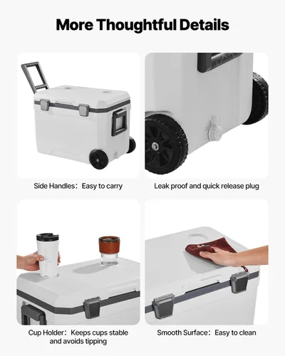 Miniatura 5 de VEVOR Portable Cooler,Hard Cooler with Ice Retention, Heavy-Duty Handles and Strap, Lightweight Rigid Material Insulated Portable Cooler, Suitable