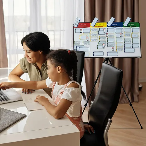 Miniatura 4 de Juego de tablero de tareas familiares. Juego de tablero Kanban magnético completo para familias. Tablero Kanban de diseño especial, juego de 77