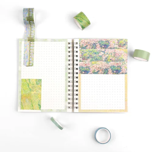 Miniatura 6 de Dizdkizd - Juego de 20 rollos de cinta Washi con flores verdes, bonita cinta adhesiva estacional para diario, suministros estéticos