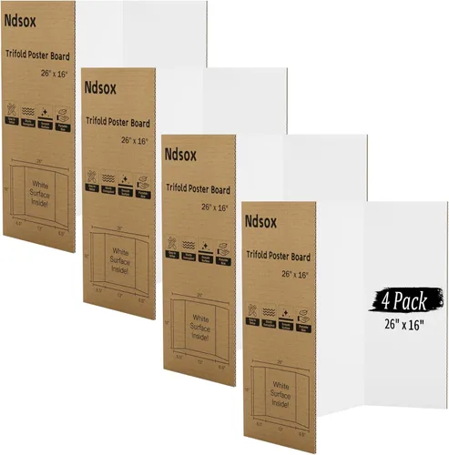 Miniatura 11 de Ndsox Paquete de 4 tableros de póster triples blancos de 36 x 48 pulgadas, cartón corrugado grande, para presentaciones de negocios, pósterboard