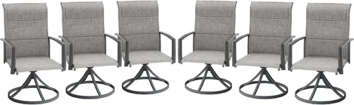 Miniatura 9 de VICLLAX Juego de 2 sillas de comedor giratorias para patio, sillas de exterior de tela de malla de textileno acolchada con reposabrazos para porche