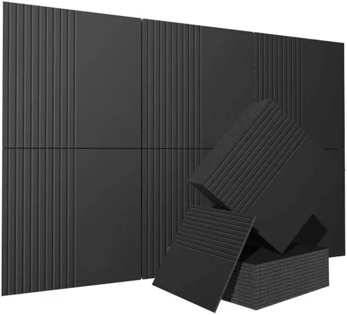 Miniatura 16 de Paquete de 15 paneles acústicos de 12 x 12 x 0.4 pulgadas, paneles autoadhesivos de absorción de sonido para paredes, espuma de reducción de ruido