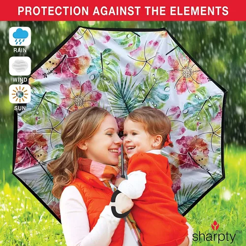 Miniatura 6 de Sharpty - Paraguas invertido, resistente al viento para mujer con protección UV, con mango en forma de C