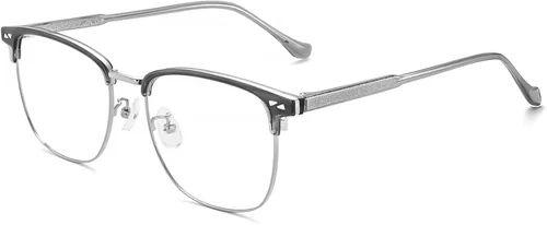 Miniatura 9 de SooGree Gafas de bloqueo de luz azul para hombres y mujeres, medio marco UV400, lentes transparentes, antifatiga ocular, para juegos de computadora
