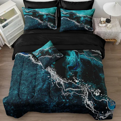 Miniatura 15 de Juego de edredón de sol y luna negro, juego de ropa de cama boho, ropa de cama de galaxia celestial y espacio estrellado, edredón mandala exótico