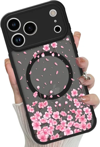Miniatura 18 de Funda magnética para iPhone 17 Pro [compatible con MagSafe], bonita funda de moda con estampado de leopardo negro, translúcida, mate, parte trasera