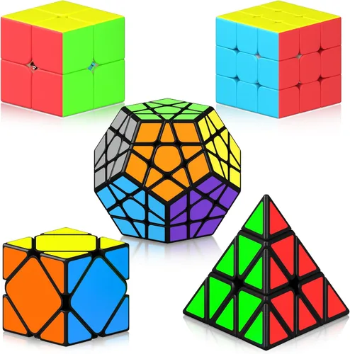 Miniatura 9 de Vdealen Juego de cubos de velocidad, paquete de cubos mágicos, paquete de 2 x 2, 3 x 3, 4 x 4, pirámide skewb, paquete de cubos de rompecabezas sin