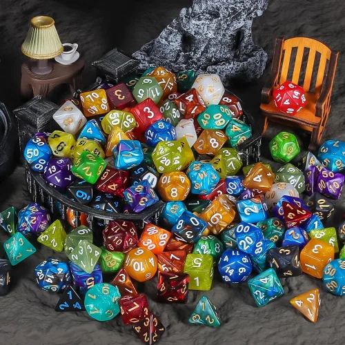 Miniatura 7 de QMay DND Juego de Dados - 25x7 (175 piezas) Dados Poliédricos Compatibles con Dungeons and Dragons D&D RPG MTG Juegos de Mesa. 25 juegos de 7 dados
