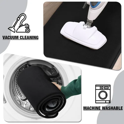 Miniatura 6 de Alfombra de baño de espuma viscoelástica negra, alfombra de baño larga y estrecha, alfombra de baño de microfibra antideslizante, suave, absorbente