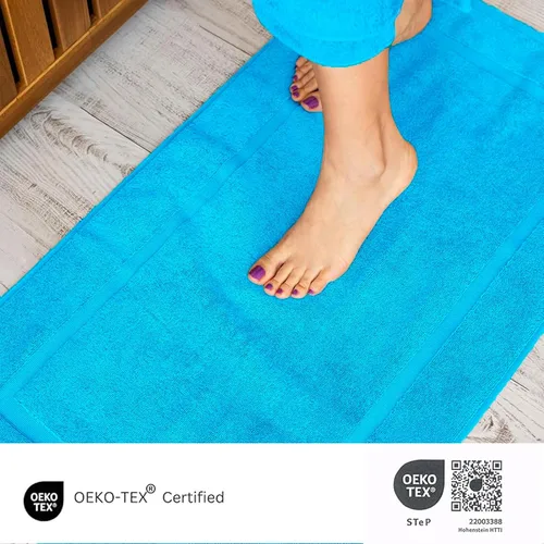 Miniatura 4 de Juego de alfombra de baño 100 % de algodón turco para hotel y spa de lujo y opciones de tapete de baño de espuma viscoelástica