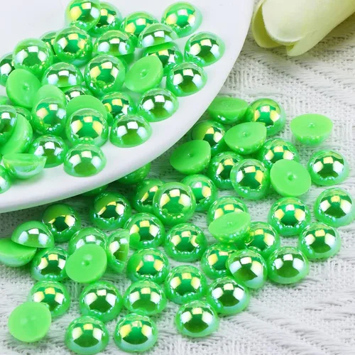 Miniatura 40 de 1500 PIEZAS 4mm Perlas Blancas de Media Parte Plana para Manualidades Joyería Álbum de Recortes Decoración de Uñas, Perlas de Parte Plana para Blanco