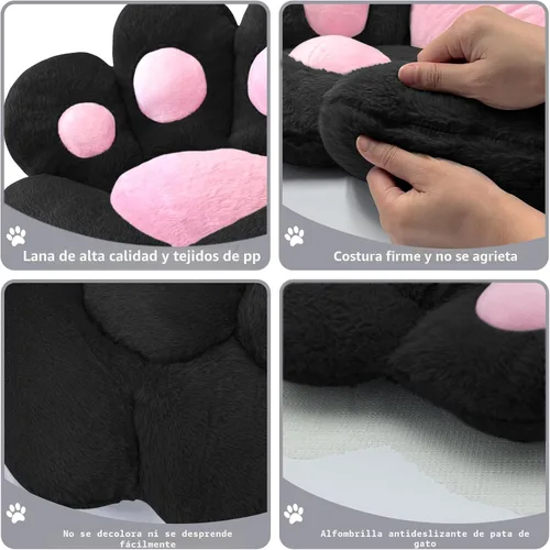 Miniatura 3 de DOBUONO Cojín Kawaii de pata de gato, cojín para silla de oficina, cómodo cojín de felpa para silla de juegos, cojín de asiento Kawaii para niña