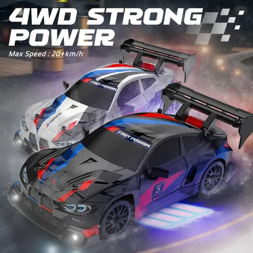 Miniatura 2 de Coche de Deriva RC, Vehículo de Control Remoto a Escala 1:24 para Niños, 2.4GHz 20KM/H 4WD Autos RC de Alta Velocidad con Luz LED, Dos