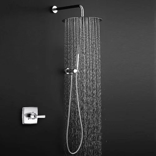 Miniatura 5 de NearMoon Cabezal de ducha redondo con brazo de ducha, ducha grande de acero inoxidable, cobertura de cuerpo completo (12 pulgadas, acabado cromado)