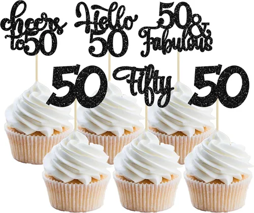 Miniatura 42 de 30 piezas Adornos para pastel de cumpleaños de 6 años, seis brillos, hola 6, púas para cupcakes, felicitaciones a los 6 años, decoraciones