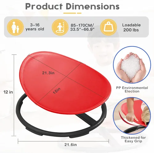 Miniatura 2 de BABAMU Juguetes sensoriales para niños con autismo, productos sensoriales para autismo, para sentarse y girar, juguetes para autismo, silla Rojo +