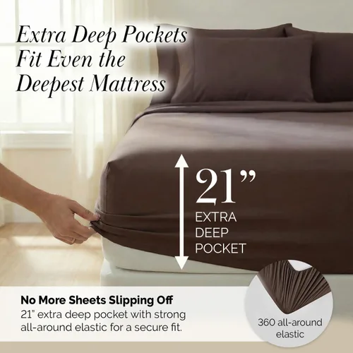 Miniatura 210 de Southshore Fine Living, Inc. Juego de 7 piezas de sábanas King divididas para cama ajustable, juego de sábanas King divididas con bolsillo de 21