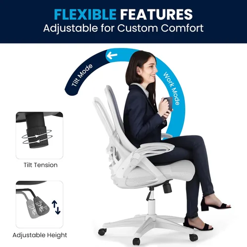 Miniatura 12 de Flash Furniture Porter - Silla de oficina giratoria de respaldo alto con soporte lumbar ajustable y altura, silla de escritorio ergonómica de malla
