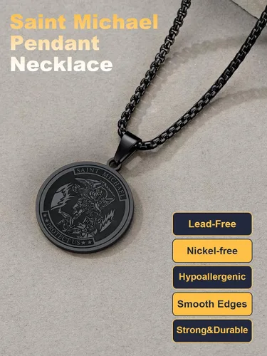 Miniatura 219 de U7 Saint Benedict/Michael Medal Necklace, 316L Stainless Steel Virgin Mary Necklace for Men Women, Bible Verse Protection Necklace Catholic