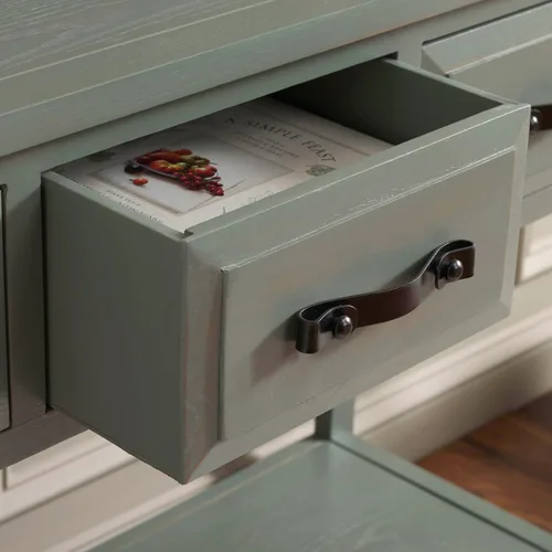 Miniatura 6 de Safavieh colección americana para el hogar Earley Mesa consola de tres cajones Color Negro Envejecido Y Nogal, Madera de olmo, Gris (French Grey)
