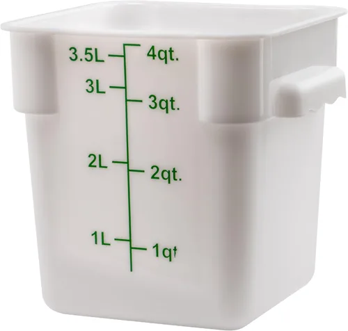 Winco Contenedor de almacenamiento cuadrado de 4 qt, blanco, PP