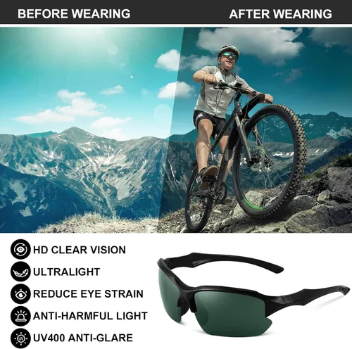Miniatura 5 de Paquete de 4 lentes de sol deportivos polarizados para mujeres y hombres, protección UV, para correr, ciclismo, pesca, al aire libre