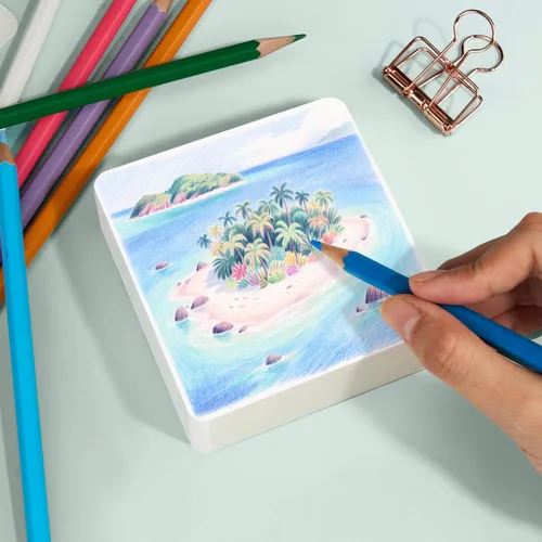 Miniatura 7 de Lightwish 60 hojas de mini cuaderno de bocetos de acuarela de 3.5 x 3.5 pulgadas, prensa caliente de 300 gsm/140 libras, cuaderno de pintura