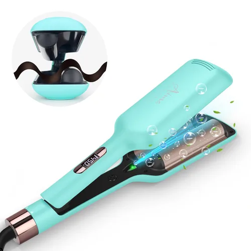 Miniatura 3 de 32mm (1.25") Aima Beauty Twins Sirena Ondas Sueltas Rizador de Cabello, Rizador de 2 Barriles con Protección Anti-Quemaduras, Rizador de Pelo, Verde