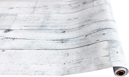 Miniatura 6 de HAOKHOME Papel Tapiz de Madera Despegar y Pegar Shiplap Gris Claro/Blanco/Azul Tablón de Madera Desgastada Removible Forro de Estante Papel