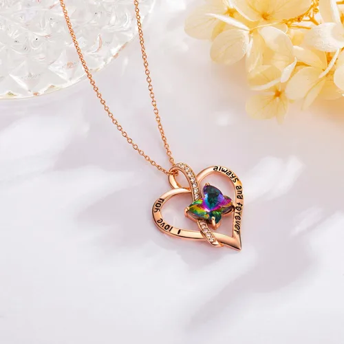 Miniatura 5 de Butterfly Necklaces for Women, 18K Gold Over 925 Sterling Silver Heart Necklace Birthday Gifts for Women, Gemstone, Valentines Mothers Day Christmas