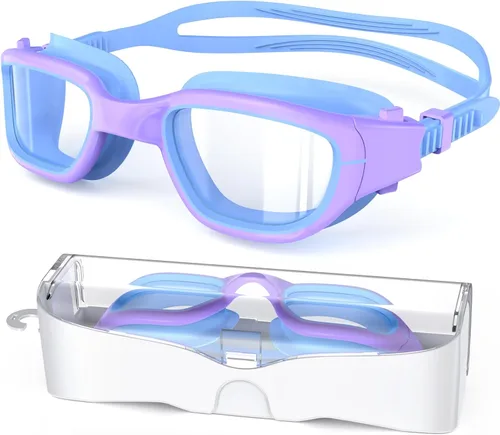 Miniatura 29 de Gafas de natación para niños, gafas de natación para niños de 6 a 14 años, gafas de piscina con protección UV antivaho para niños y niñas Azul