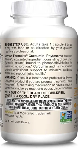 Miniatura 10 de Jarrow Formulas Fitosoma de curcumina 500 mg - Formulado con Meriva - Suplemento de apoyo antioxidante - Salud y apoyo articular - 120 cápsulas