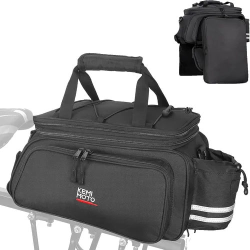 Miniatura 9 de KEMIMOTO Bolsa de 20L para Bicicleta con Portaequipajes Trasero con Funda Impermeable, Bolsa de Maletero de Bicicleta de Cuero de Carbono Alforja