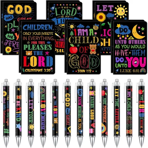 Miniatura 16 de Colarr 24 juegos de regalos cristianos a granel para mujeres, bolígrafos con versículos bíblicos de Navidad, cuadernos, bolígrafos religiosos