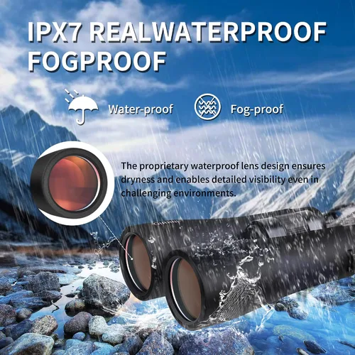 Miniatura 7 de Binoculares HD de 12 x 50 para adultos, alta potencia con adaptador de teléfono mejorado, visión clara de poca luz, IPX7 impermeable y ligero