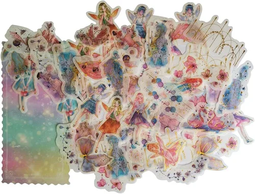 Miniatura 2 de Juego de calcomanías de papel washi de papel washi de cuento de hadas del mundo kawaii, hadas kawaii, niña, flor de cerezo, atrapasueños, B