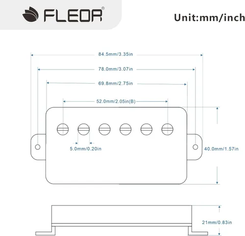 Miniatura 2 de FLEOR Alnico - Pastilla Humbucker para guitarra de 5 cables, 4 cables, 14-15 K, ajuste cromado, pieza de guitarra LP Pastilla de puente cromado