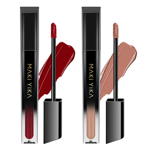 Miniatura 32 de MAKI YIKA Lápiz labial rojo burdeos para mujer, pintalabios de larga duración, sin manchas, mate, líquido, a prueba de transferencia, sin crueldad