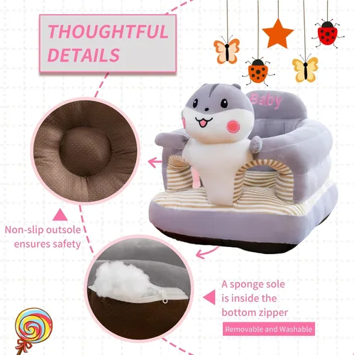 Miniatura 4 de Asiento de apoyo para bebé, lindo sofá para bebé para sentarse, cómodos asientos de felpa para bebés