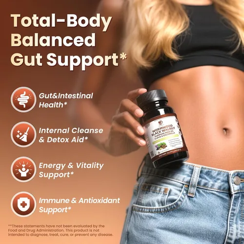 Miniatura 3 de Limpieza de nogal negro de ajenjo para humanos 1200 mg – Ultra limpieza intestinal y salud digestiva con aceite de semilla de calabaza, clavo