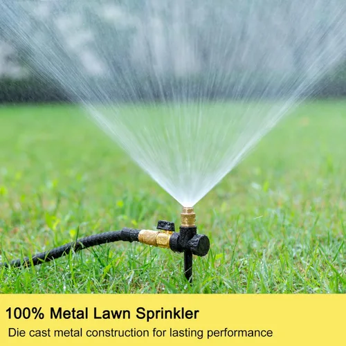 Miniatura 2 de FANHAO Aspersor de metal para patio, paquete de 2 rociadores automáticos de agua para jardín en base de punta, boquilla de rociador de latón Negro