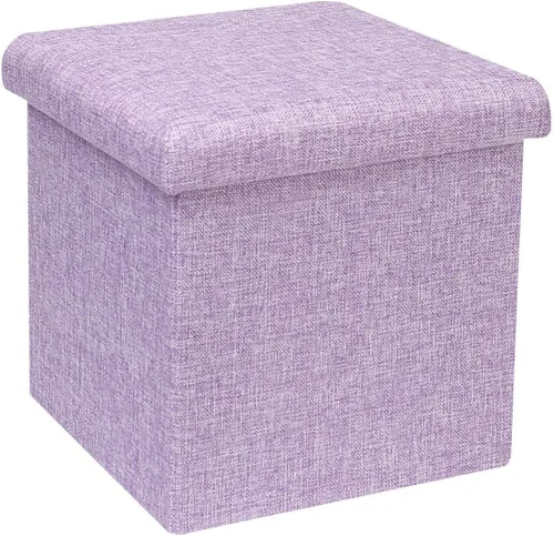 Miniatura 25 de B FSOBEIIALEO Cubo otomano plegable de almacenamiento con piel sintética para sala de estar, dormitorio, oficina en casa, reposapiés de Negro