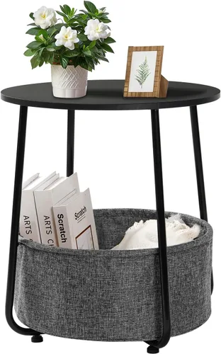 Miniatura 8 de Mesa auxiliar redonda, mesas auxiliares para sala de estar, mesa auxiliar de cama pequeña, mesita de noche blanca moderna para mesita de noche