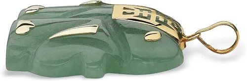 Miniatura 2 de Colgante de oro amarillo auténtico de 10 quilates verde o negro jade o nácar de la buena suerte con dije de elefante (1.299in), Metal, Jade