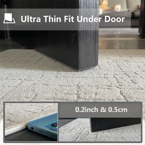 Miniatura 5 de Alfombras de baño finas para debajo de la puerta, de pelo bajo, planas, en relieve, absorbentes, de secado rápido, junto a la bañera, fregadero