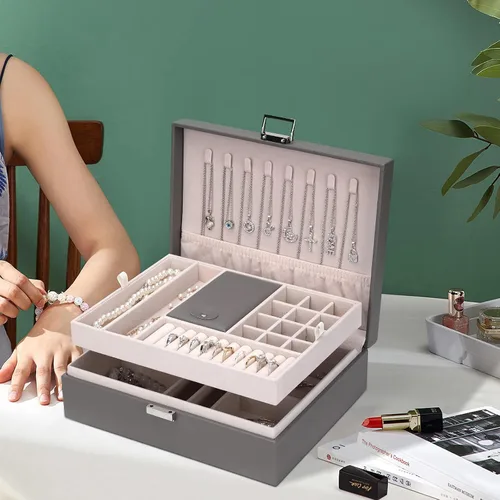 Miniatura 6 de Almacenamiento y organizador Joyero Caja de almacenamiento de joyería Caja de almacenamiento de joyas de viaje Organizador Casos contenedores